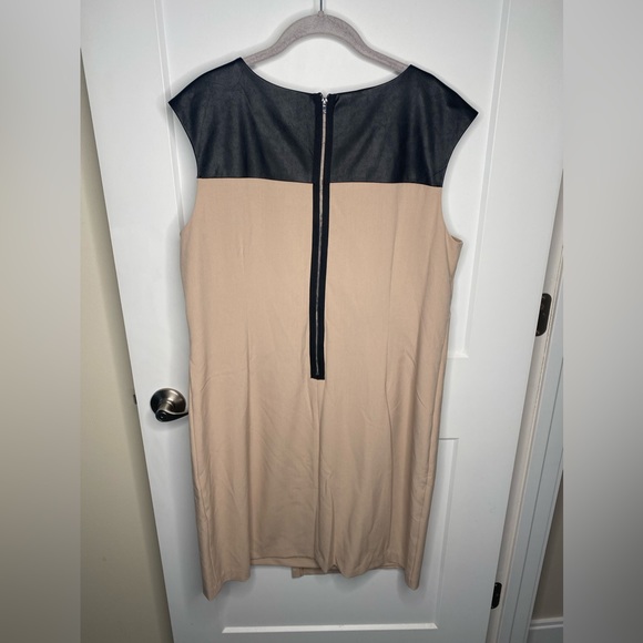 FINAL SALE Chico's NWT Faux Leather Taupe Dress Women’s Size XL Chico’s 3 - Picture 7 of 8